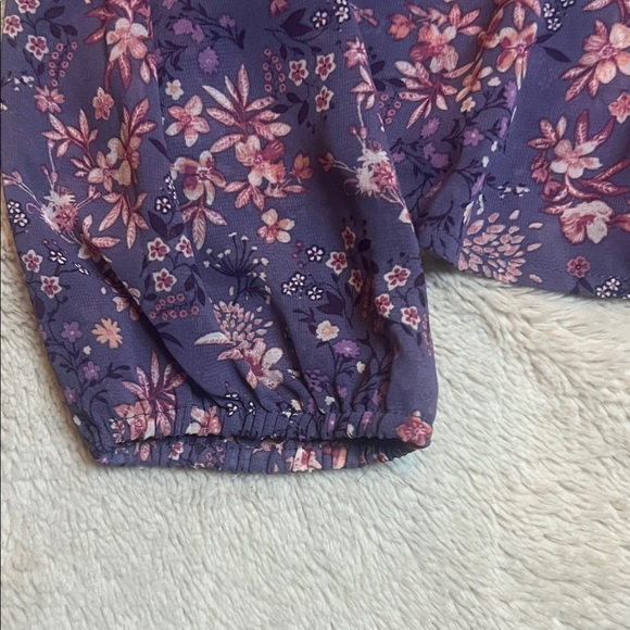 NWT Elegant Floral Lace-Up Blouse in Purple Wild Skye XL - Picture 9 of 11